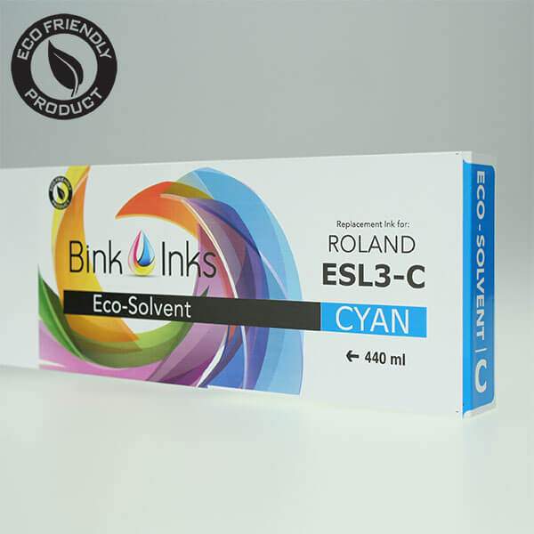Bink Inks® Replacement Cyan 440mL Eco-Sol MAX Ink Cartridge for Roland Printers ESL3-4C