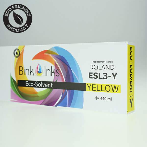 Bink Inks® Replacement Yellow 440mL Eco-Sol MAX Ink Cartridge for Roland Printers ESL3-4Y
